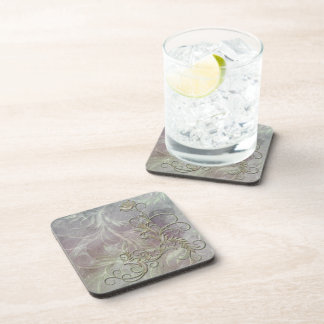 Green Gold Shaded Floral Corkback Coaster Sets