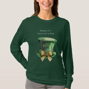 Green Gold Shamrock Bow Hat T-Shirt