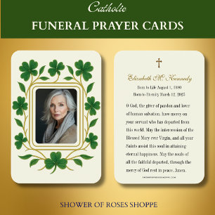 Green & Gold Shamrock Irish Funeral Memorial 