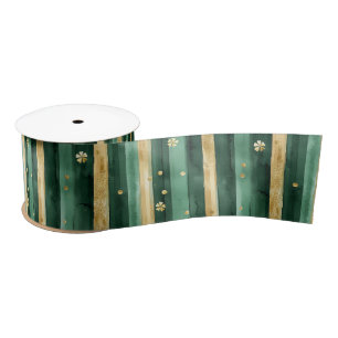 Green Gold Shamrock St. Patrick's Day Satin Ribbon