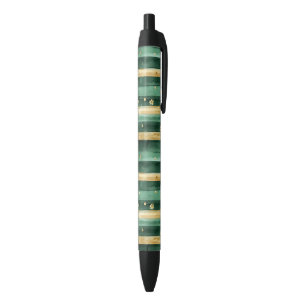 Green Gold Shamrock St. Patrick's Day Stripes Black Ink Pen
