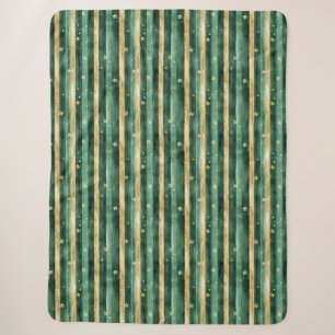 Green Gold Shamrock St. Patrick's Day Stripes Sherpa Blanket
