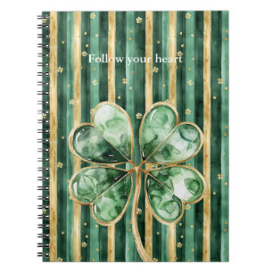 Green Gold Shamrock Stripes Notebook