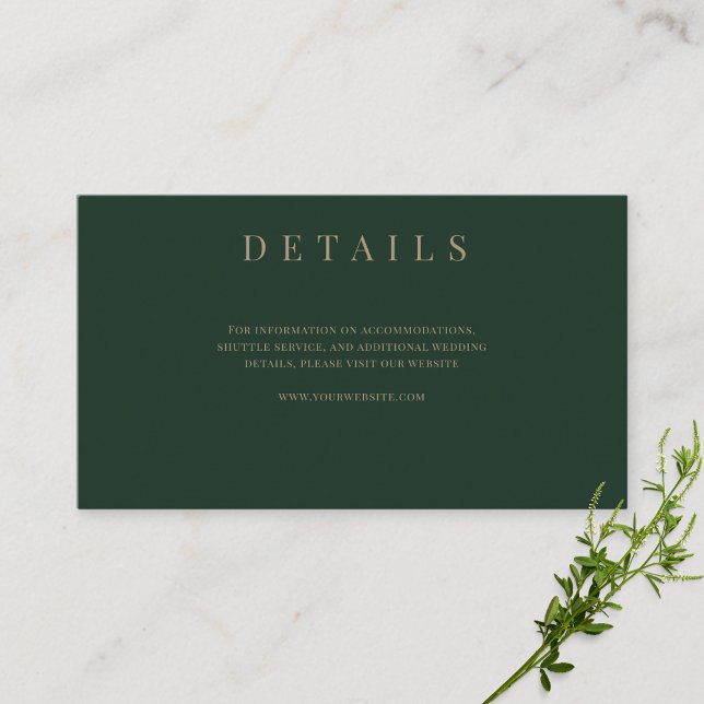 Green & Gold Simple Formal Wedding Details  Enclosure Card (Creator Uploaded)