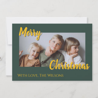 Green Gold Simple Photo Holiday Card