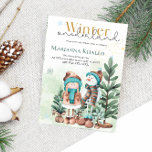 Green gold Snow Girl Snowman Christmas Birthday Invitation<br><div class="desc">Green gold Snow Girl Snowman Christmas Birthday</div>