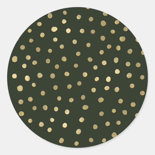 Green & Gold Snow Holiday Party Festive Party Classic Round Sticker (Front)