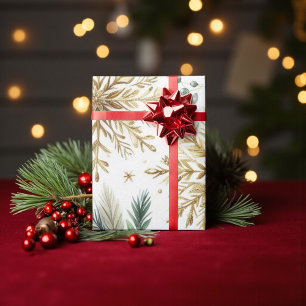 Green Gold Snowflake Holiday Luxury Watercolor Wrapping Paper