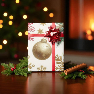 Green Gold Snowflake Holiday Luxury Watercolor Wrapping Paper