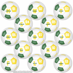 green gold soccer 13 individually personalised