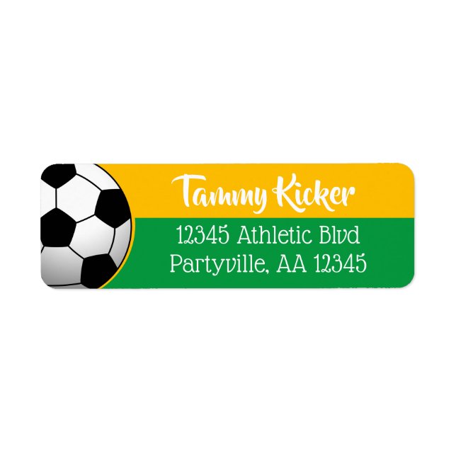Green & Gold Soccer Address (Front)