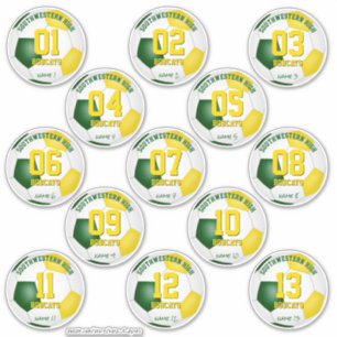 green gold soccer team colours gifts set of 13