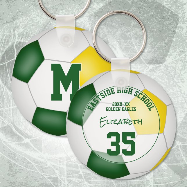 green gold soccer team gifts girls boys sports key ring (Creator Uploaded)