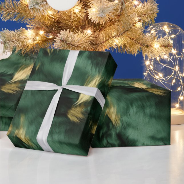Green Gold Southwest Cowhide Wrapping Paper (Holidays)