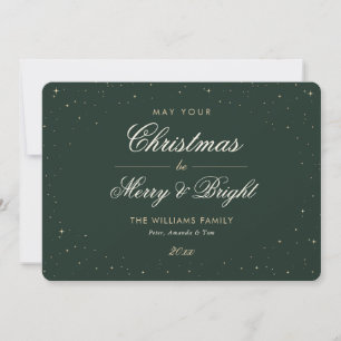 Green Gold Starry Christmas Holiday Card