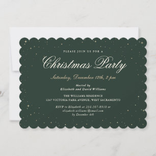 Green Gold Starry Christmas Holiday Party Invitation