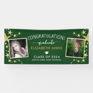 Green & Gold Stars Photo Congratulations Graduate Banner