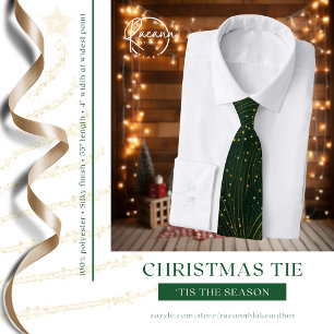 Green & Gold Stars/Stripes Christmas Neck Tie