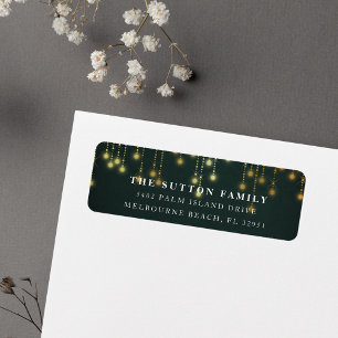 Green & Gold String Lights Return Address