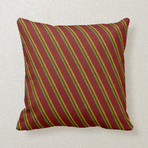 Green & Gold Stripes Glitter Cushion