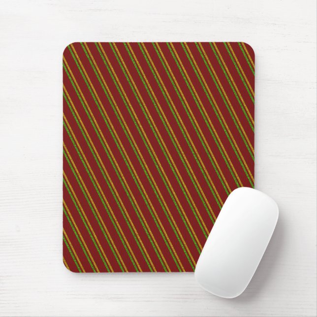 Green & Gold Stripes Glitter Mouse Mat (With Mouse)