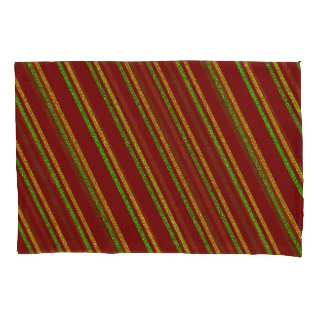 Green & Gold Stripes Glitter Pillowcase (Front)