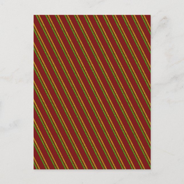 Green & Gold Stripes Glitter Postcard (Front)