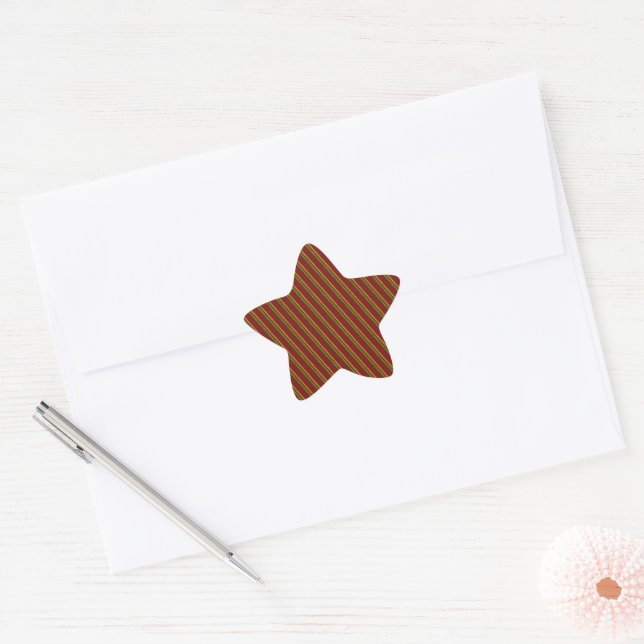 Green & Gold Stripes Glitter Star Sticker (Envelope)