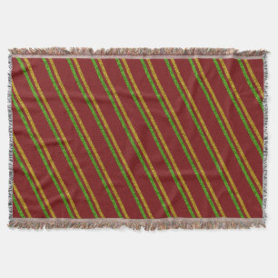 Green & Gold Stripes Glitter Throw Blanket