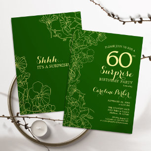 Green Gold Surprise 60th Birthday Party Invitation