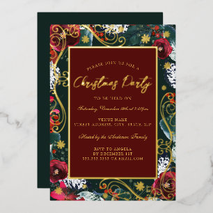 Green Gold Swirl Flower Frame Christmas Party