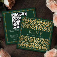 Green Gold Sword Royal Wedding RSVP QR Code