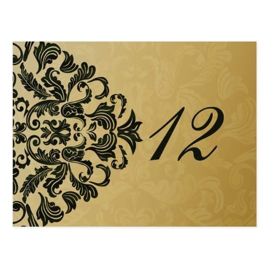 green gold table numbers postcards