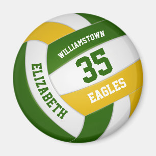 green gold team colours boys girls volleyball magnet