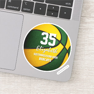 Green gold team colours girls boys basketball