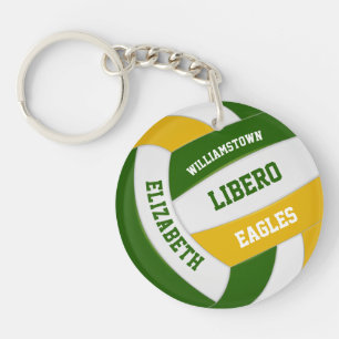 green gold team colours personalised volleyball key ring