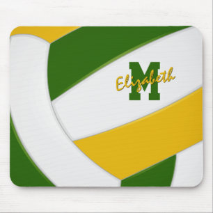 green gold team colours personalised volleyball mouse mat