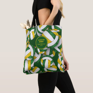 green gold team colours volleyball coach name tote bag