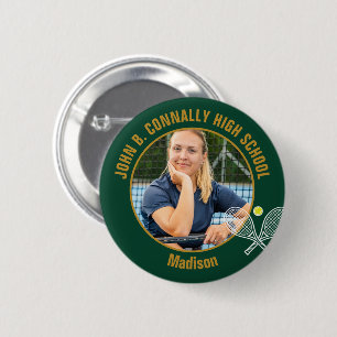 Green Gold Tennis Player Photo High School 6 Cm Round Badge