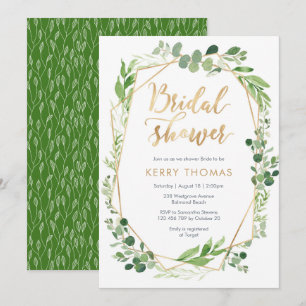 Green gold terrarium Bridal Shower Invitation