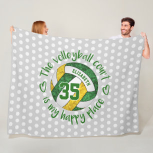 green gold The volleyball court is my happy place Fleece Blanket