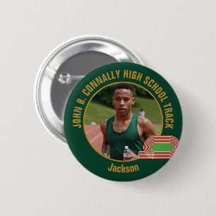 Green Gold Track Team Photo High School Runner 6 Cm Round Badge