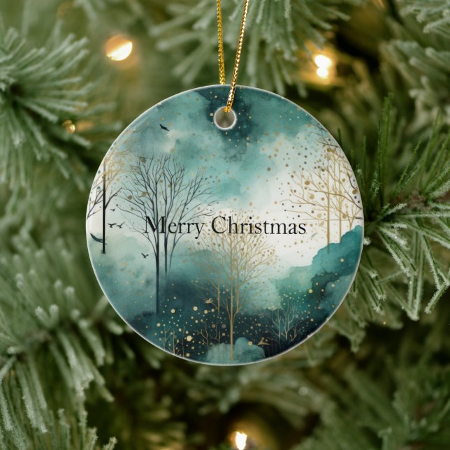 Green Gold Trees Christmas Ceramic Tree Decoration (Tree)