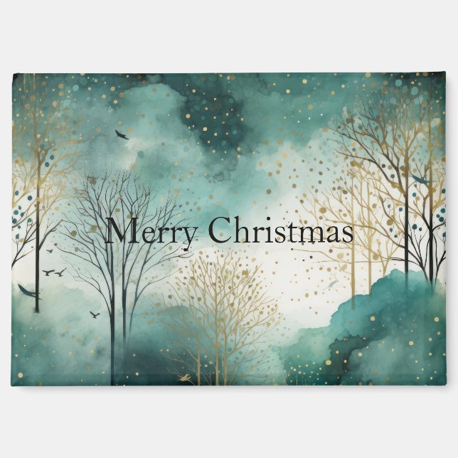 Green Gold Trees Christmas Magnet (Front)