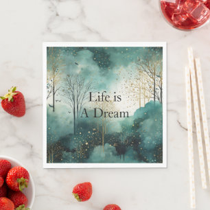 Green Gold Trees Napkin