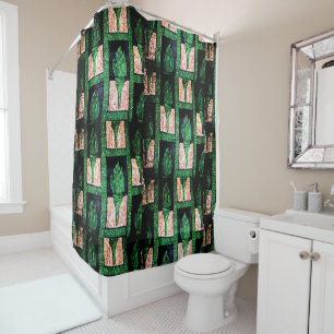 Green & Gold Tribal Bath Accent Shower Curtain