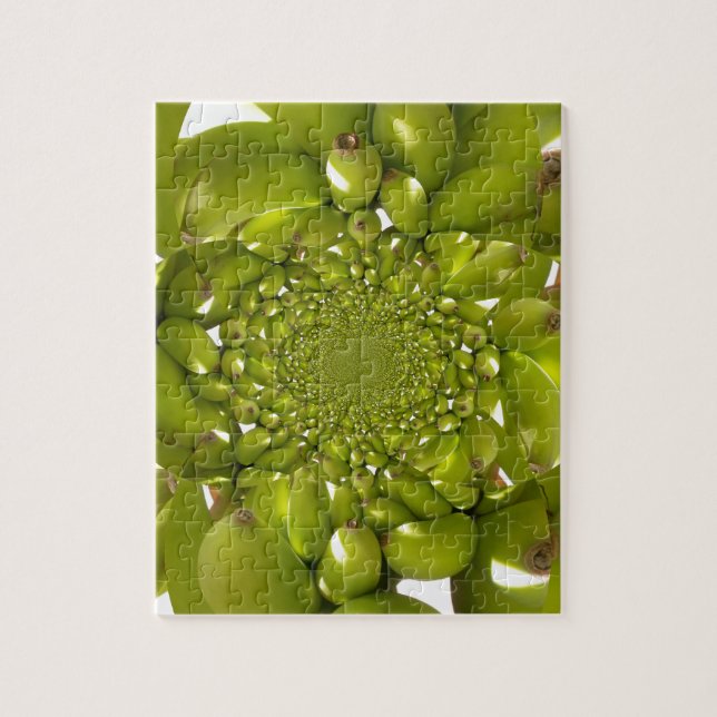 Green Gold: Tropical Twist banana Kaleidoscope Jigsaw Puzzle (Vertical)