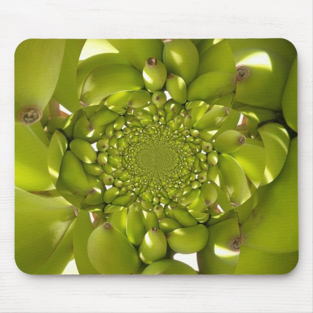 Green Gold: Tropical Twist banana Kaleidoscope Mouse Mat (Front)