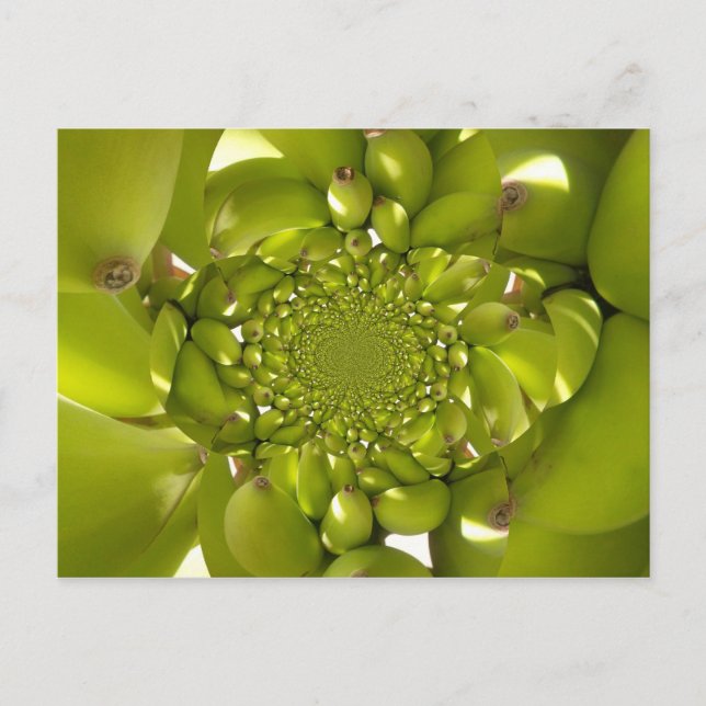Green Gold: Tropical Twist banana Kaleidoscope Postcard (Front)