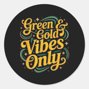 Green Gold Vibes Only Summer Camp Field Day Classic Round Sticker